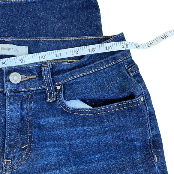 Levi’s Wmns Sz 28x32 505 Straight Leg Dark Wash Jeans w Faux-Flap Pockets Casual - Picture 12 of 16